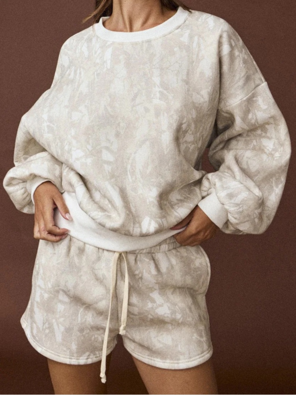 Camo Lounge Sweatshirt & Shorts Set